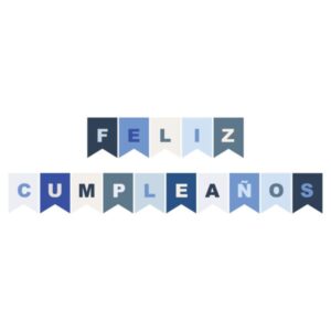 Banderin Feliz Cumpleaños Paleta Combinada Azul