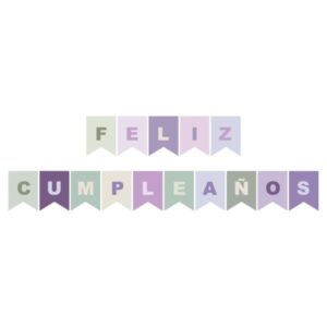 Banderin Feliz Cumpleaños Paleta Combinada Lila y Verde