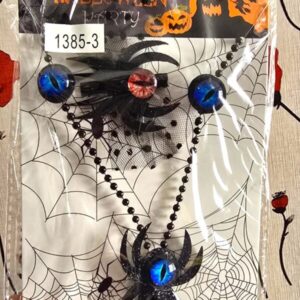 Collar De Cuencas y Hebilla con Ojos y Arañas Halloween Rojo o Azul.